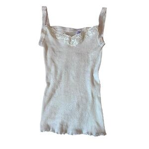 goodness gracious >.< | gorgeous Y2K coquette beige lace tank top
